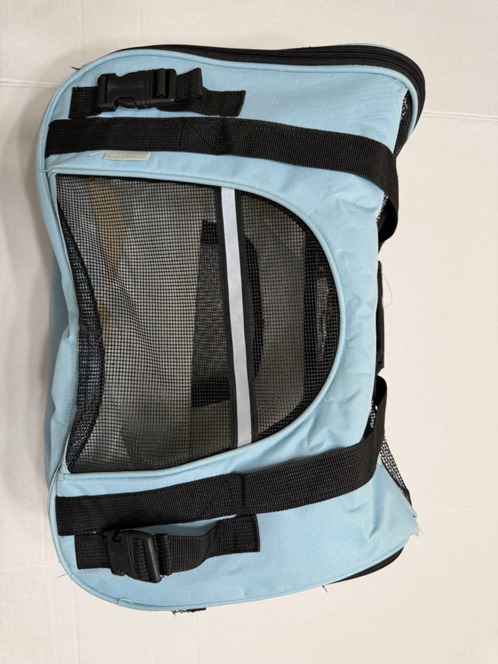 Paws & Pals Light Blue Pet Carrier with Black Mesh